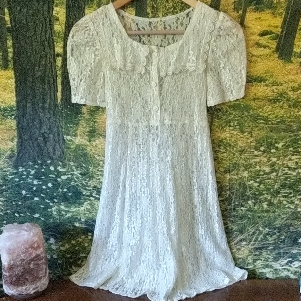 Vintage 70s Lace Babydoll Dress